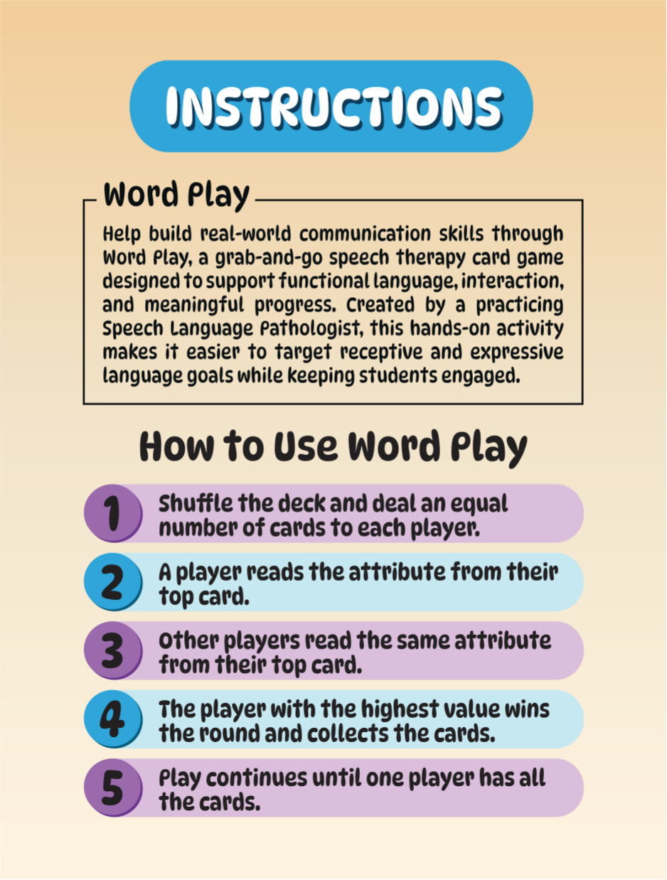 Word Play: A Speech-Language Pathology Card Game for Engaging, Functional Language Practice - Image 2